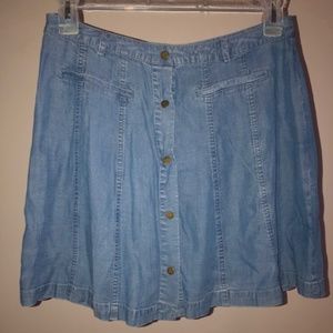 Flowy Denim Mini Skirt with Buttons